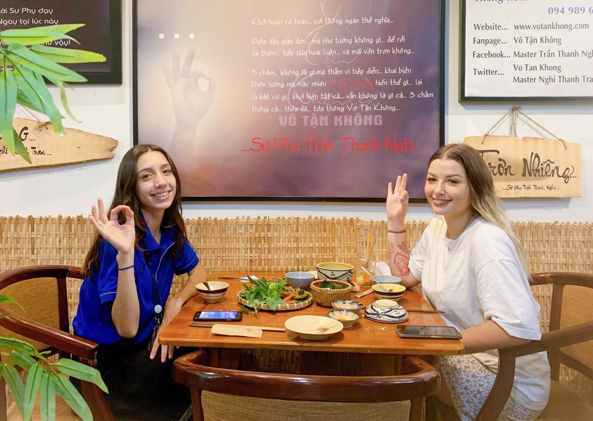 Tourists enjoying healthy Vietnamese vegetarian dishes at Nhà hàng chay Phương Mai