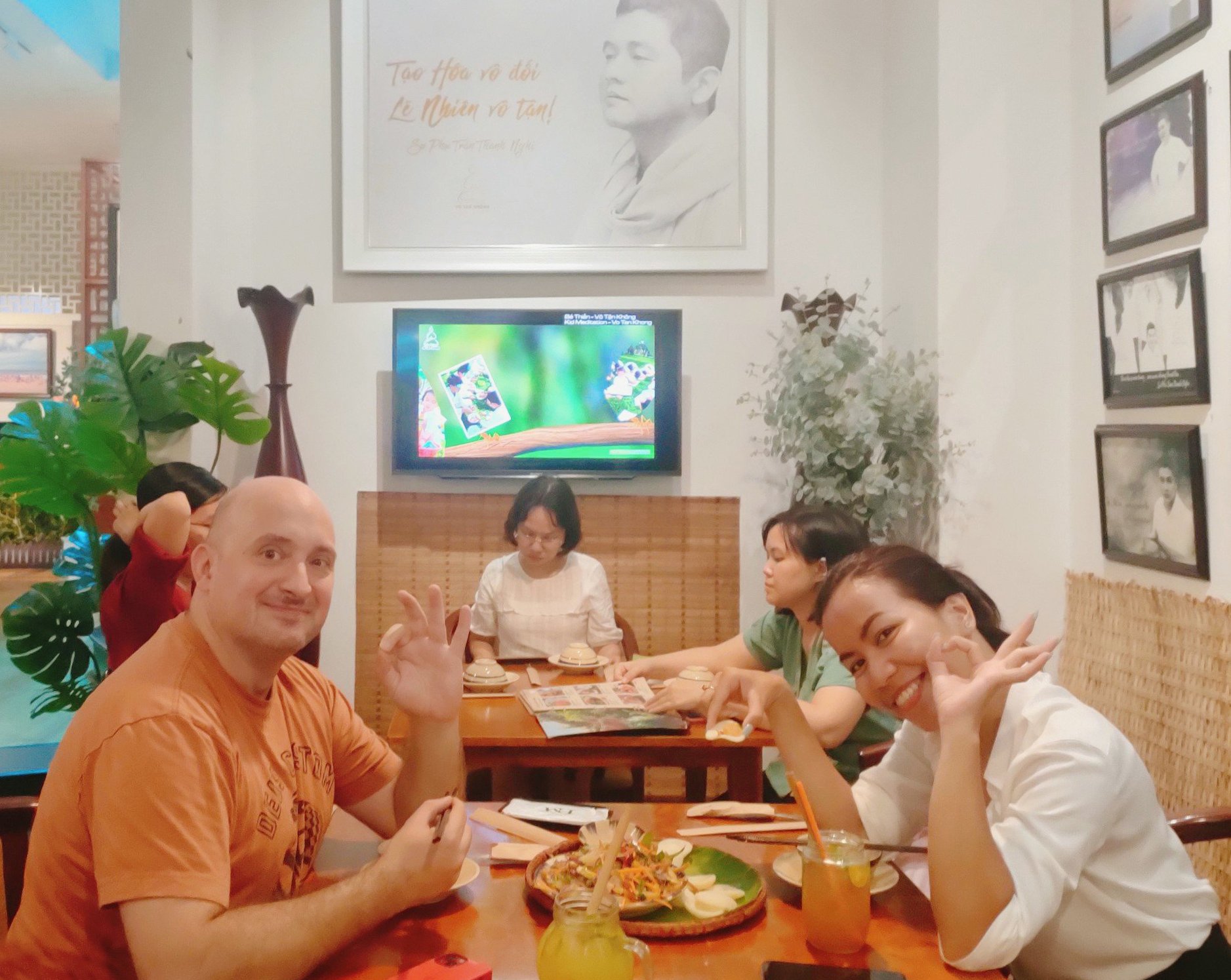 Tourists dining at one of the most unique vegetarian restaurants in Ho Chi Minh City