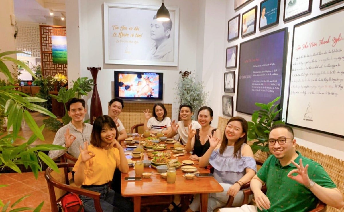 Guests enjoying authentic Vietnamese vegan cuisine at Phuong Mai Vegan Restaurant in Ho Chi Minh City