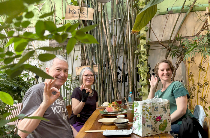 Foreign customers dining at Phuong Mai Vegetarian Restaurant.