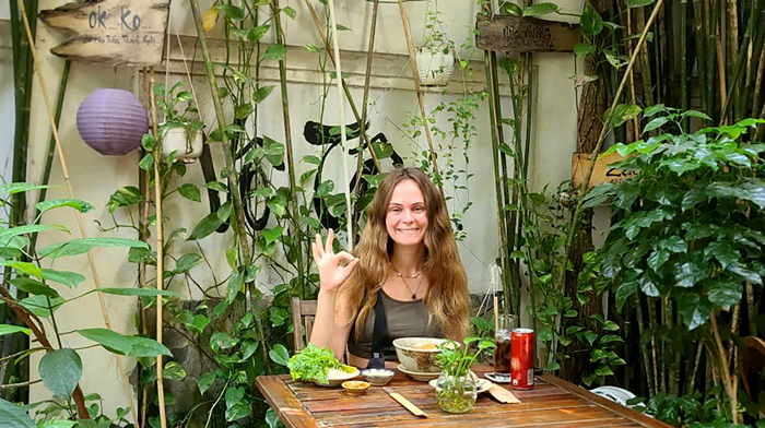 Foreign tourists dining at Phuong Mai vegetarian restaurant District 1 Ho Chi Minh City