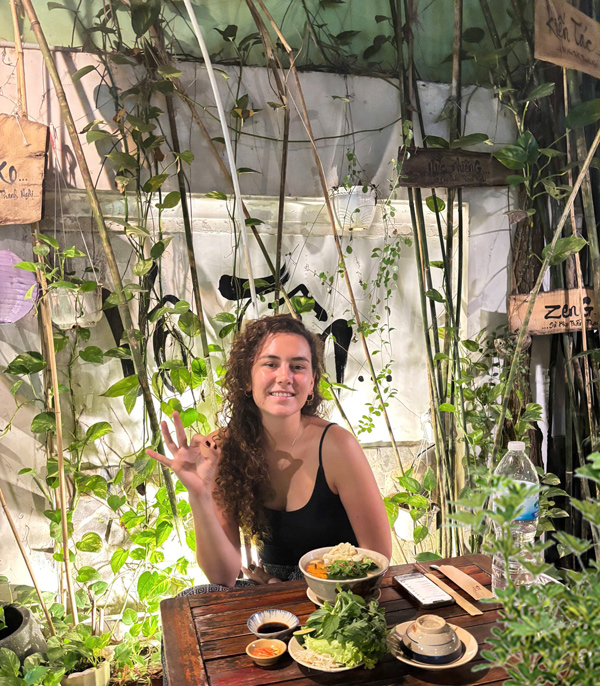 Tourists enjoying plant-based Vietnamese cuisine in Saigon